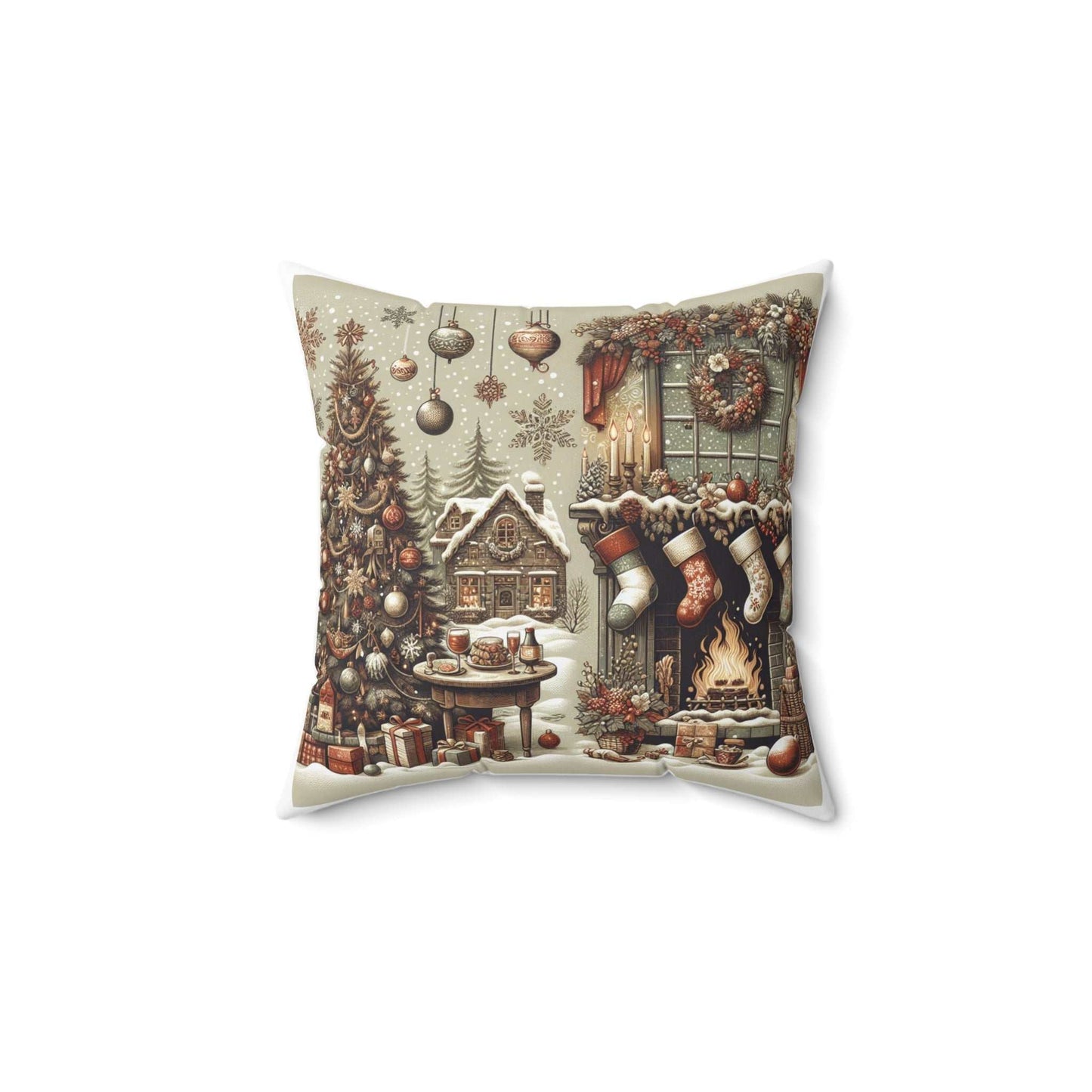 cozy christmas living room pillow - spun polyester square cushion foam