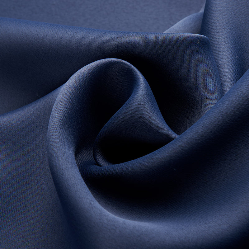 Dark Blue Bedroom Blackout Fabric Printed Curtains