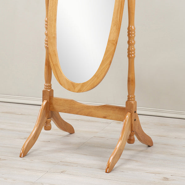 Traditional Queen Anna Style Wood Floor Cheval Mirror, Oak Finish