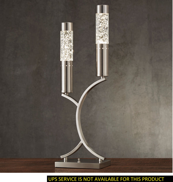 Luxurious Table Lamp 1pc Satin Nickel Finish Metal Sparkling Decorative Designer Home Decor Table Lamp 2 Water Dancing Lights