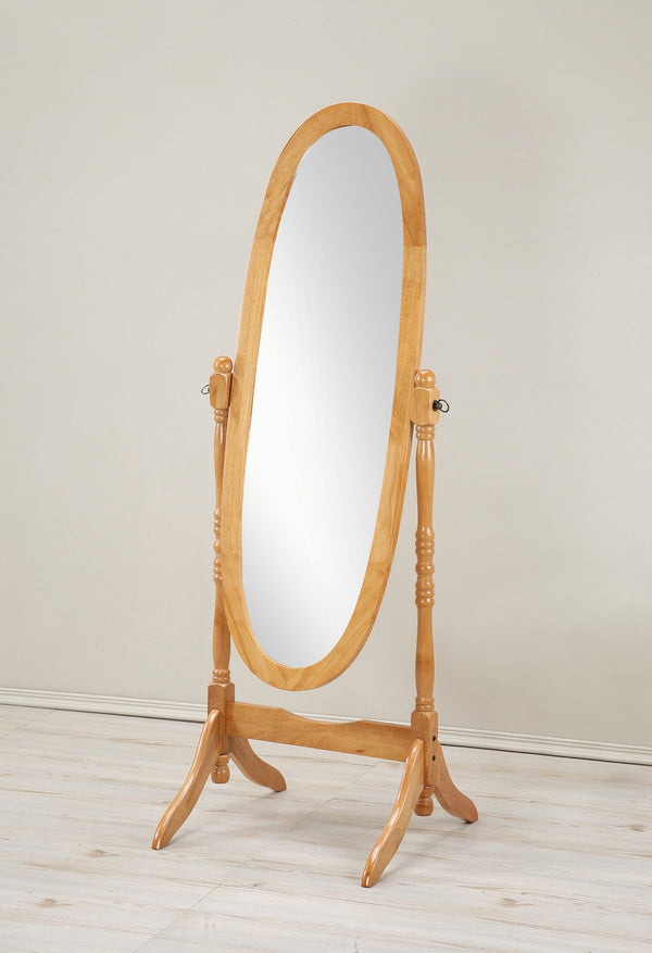 Traditional Queen Anna Style Wood Floor Cheval Mirror, Oak Finish