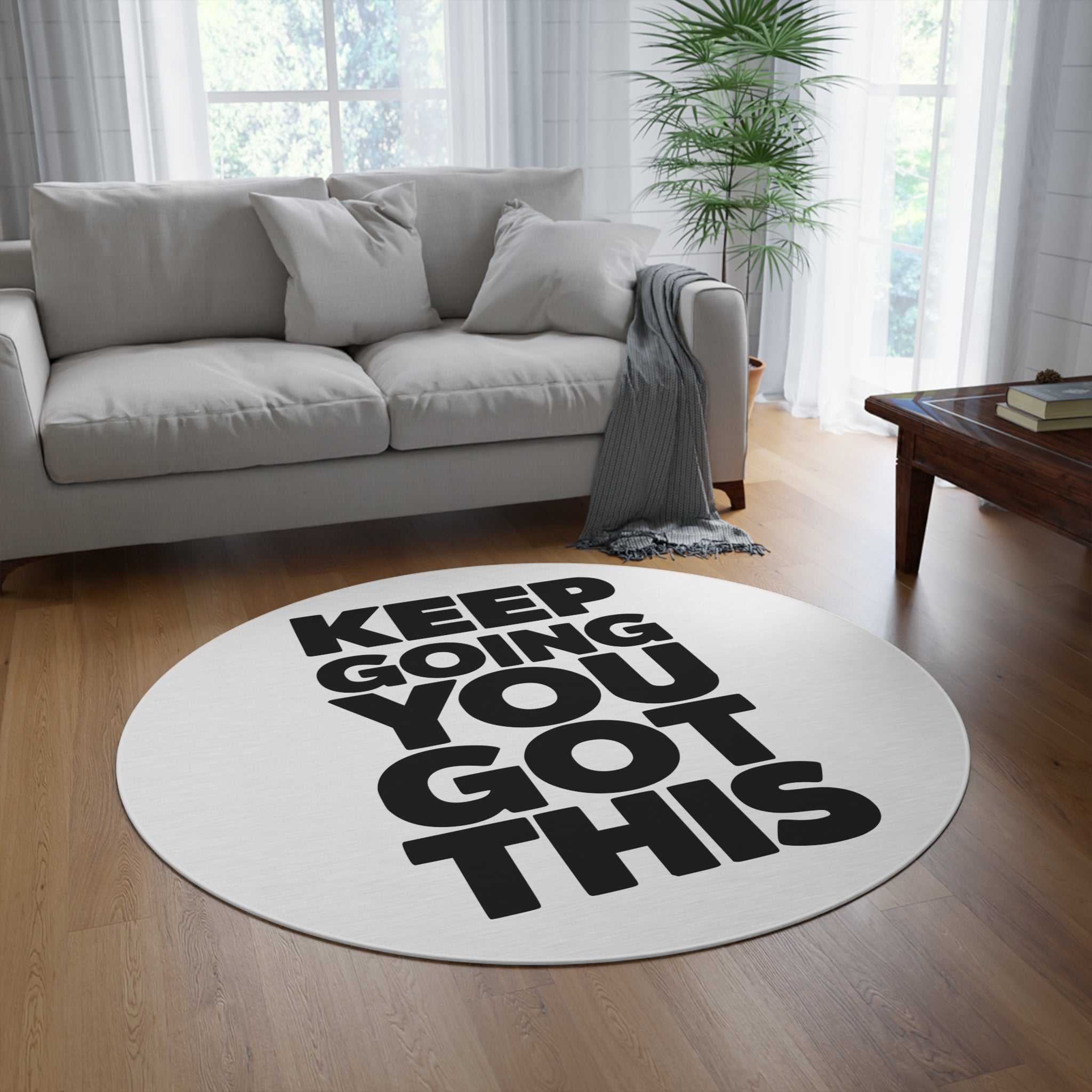Motivational Round Rug - "