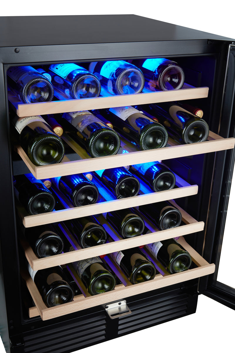 SOTOLA Wine Cooler 24 Dual Zones inch Wine Refrigerator 46 Bottles Built-in Wine Fridge Under Counter or Freestanding  Auto Defrost 6 Removable Shelves Glass Door Quiet for Home Office Bar