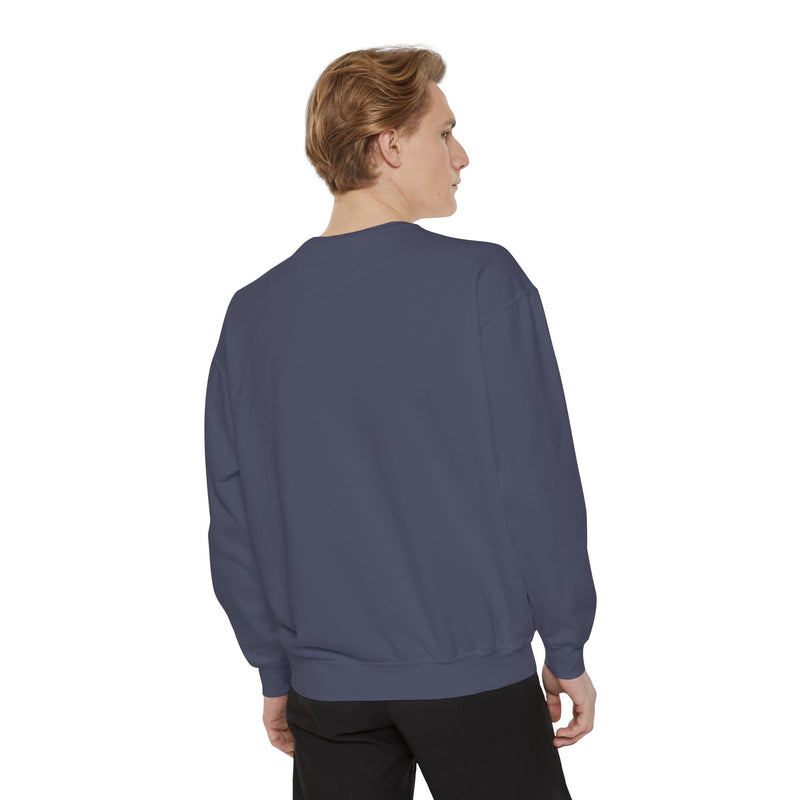 Unisex Garment-Dyed Sweatshirt with Bold Print - Perfect for Casual Wear and Workouts