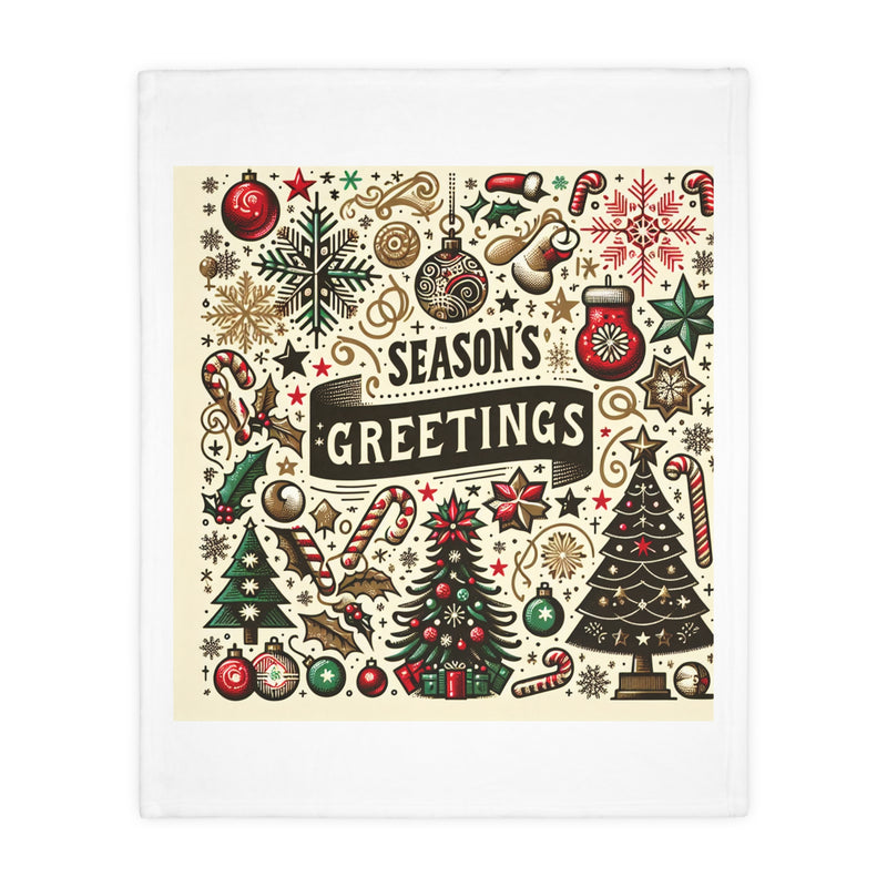 Festive Season's Greetings Velveteen Microfiber Blanket