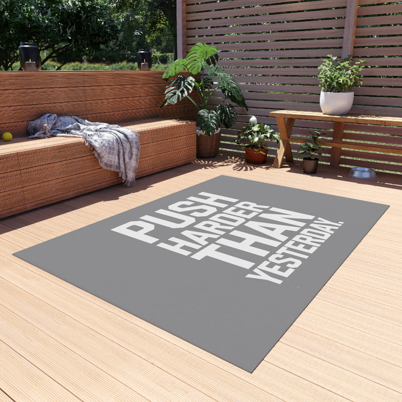 Motivational Outdoor Rug - Push Harder Than Yesterday