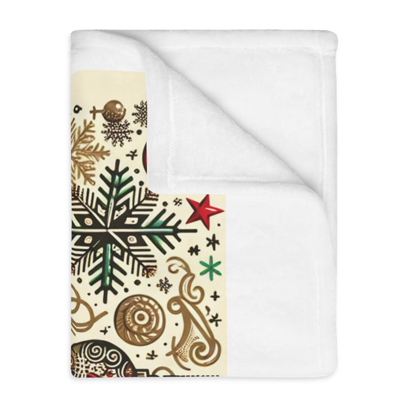 Festive Season's Greetings Velveteen Microfiber Blanket