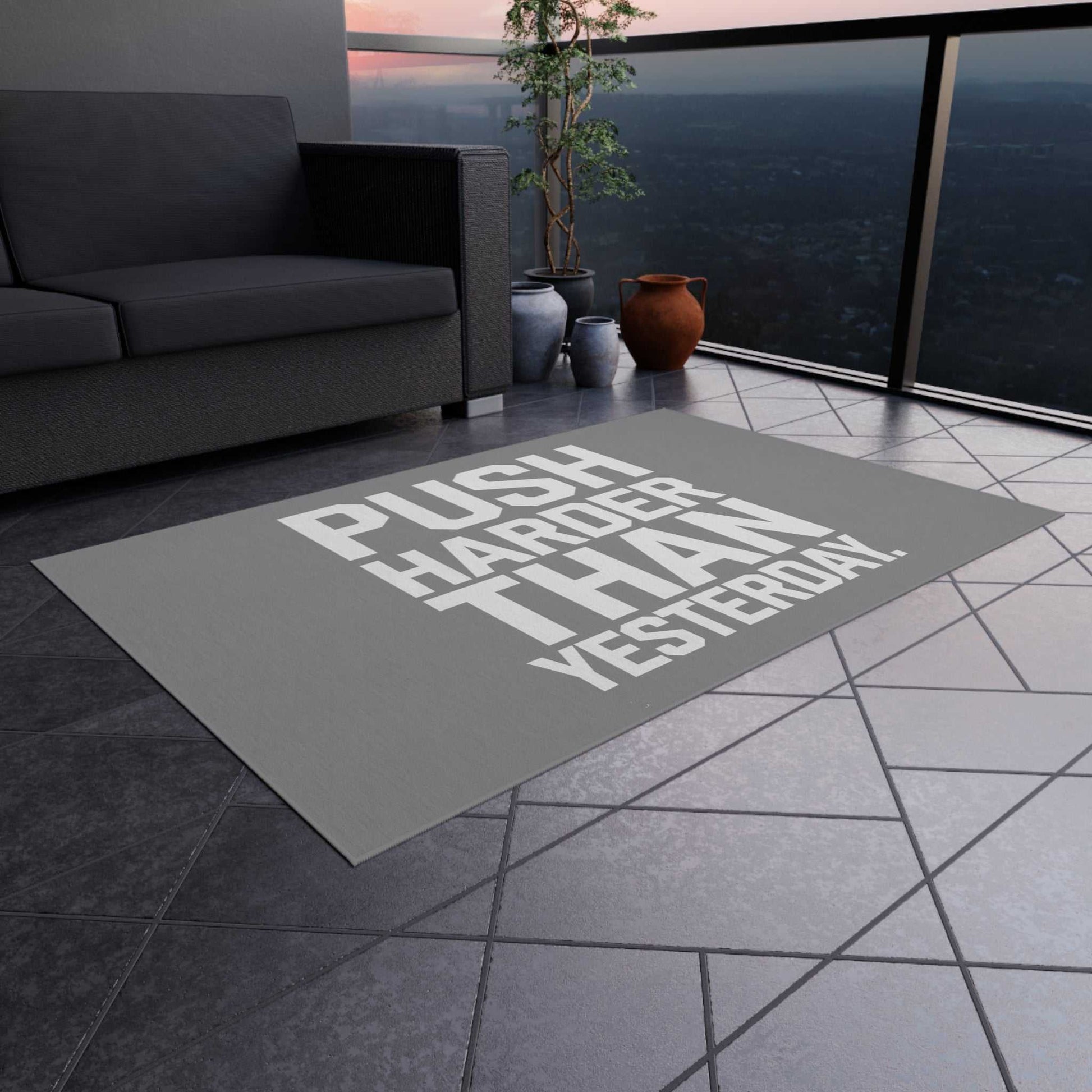 Motivational Outdoor Rug - Push Harder