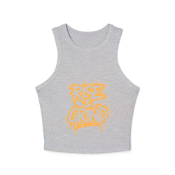 Rise & Grind Women's Micro Rib Racer Tank Top - Motivational Workout Apparel