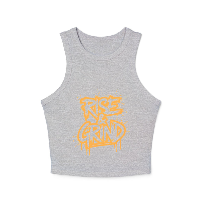 Rise & Grind Women's Micro Rib Racer Tank Top - Motivational Workout Apparel