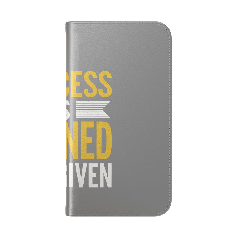 Success Is Earned Flip Case - Stylish Phone Wallet for Motivational Support