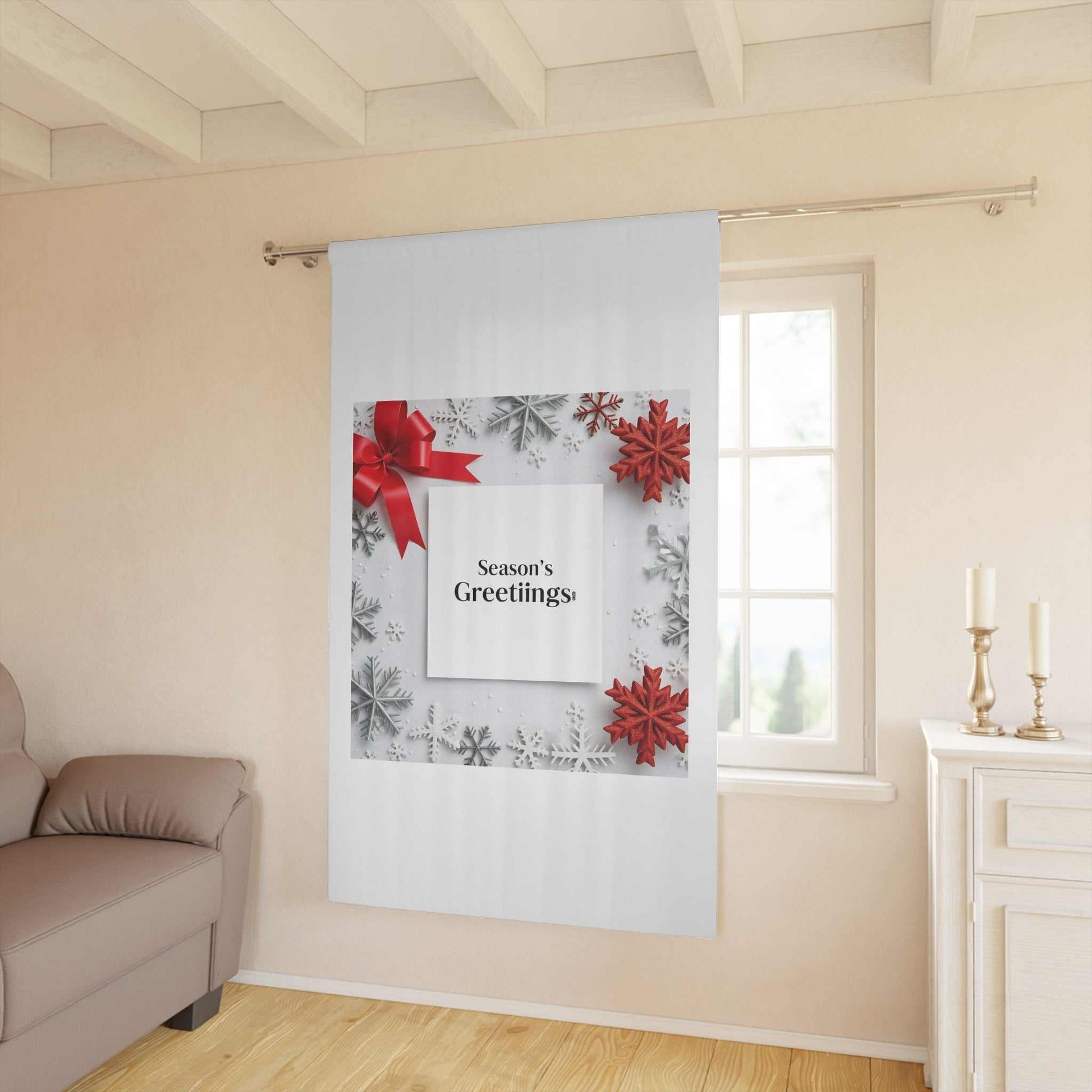 festive holiday window curtain - 'season'.  