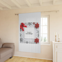 Festive Holiday Window Curtain - 'Season's Greetings' Decor