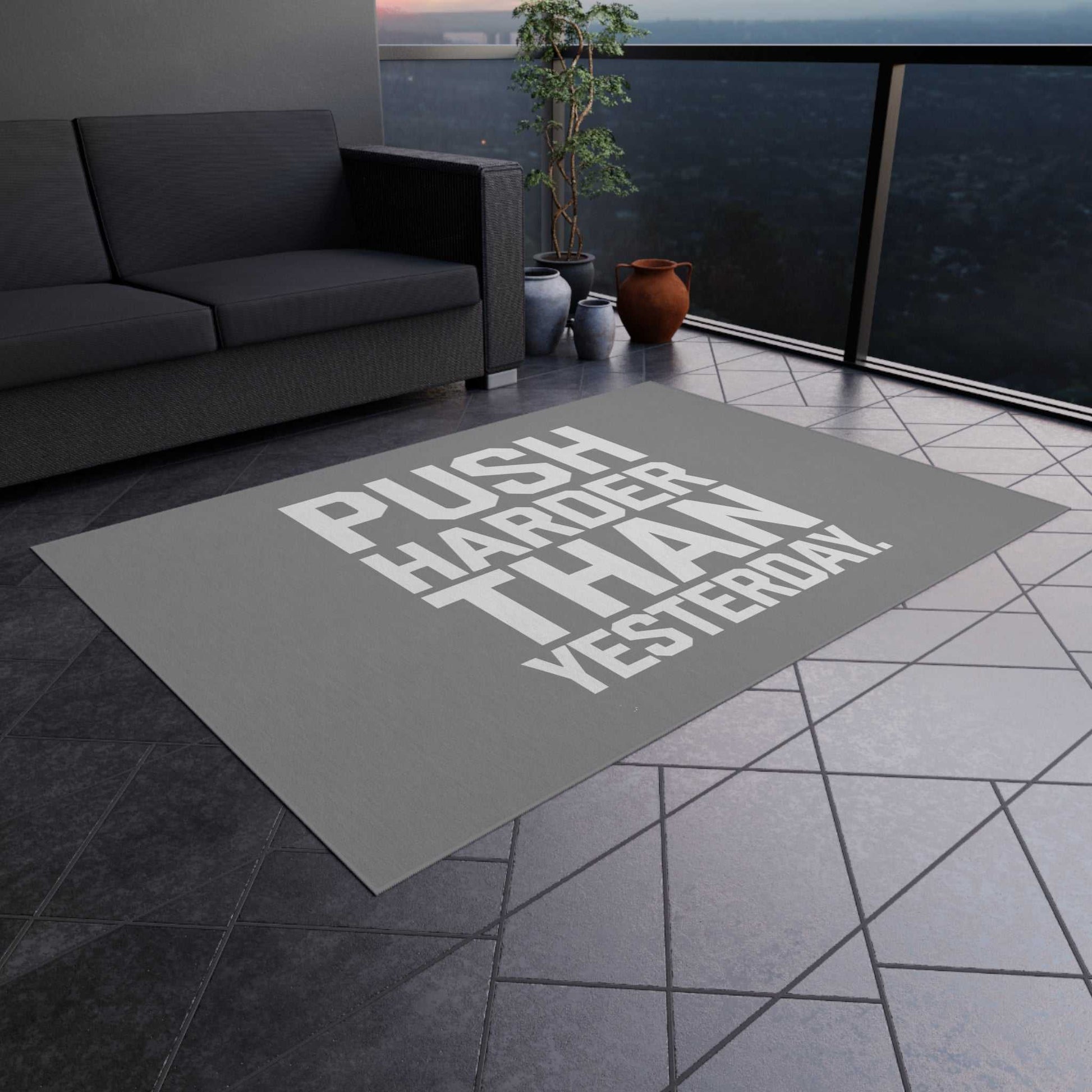 Motivational Outdoor Rug - Push Harder
