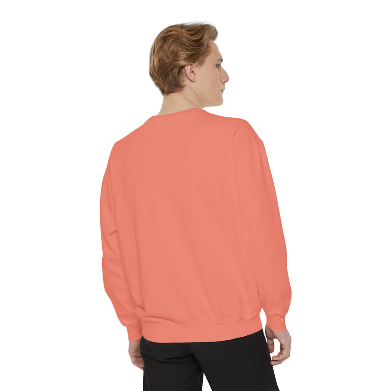 Unisex Garment-Dyed Sweatshirt with Bold Print - Perfect for Casual Wear and Workouts