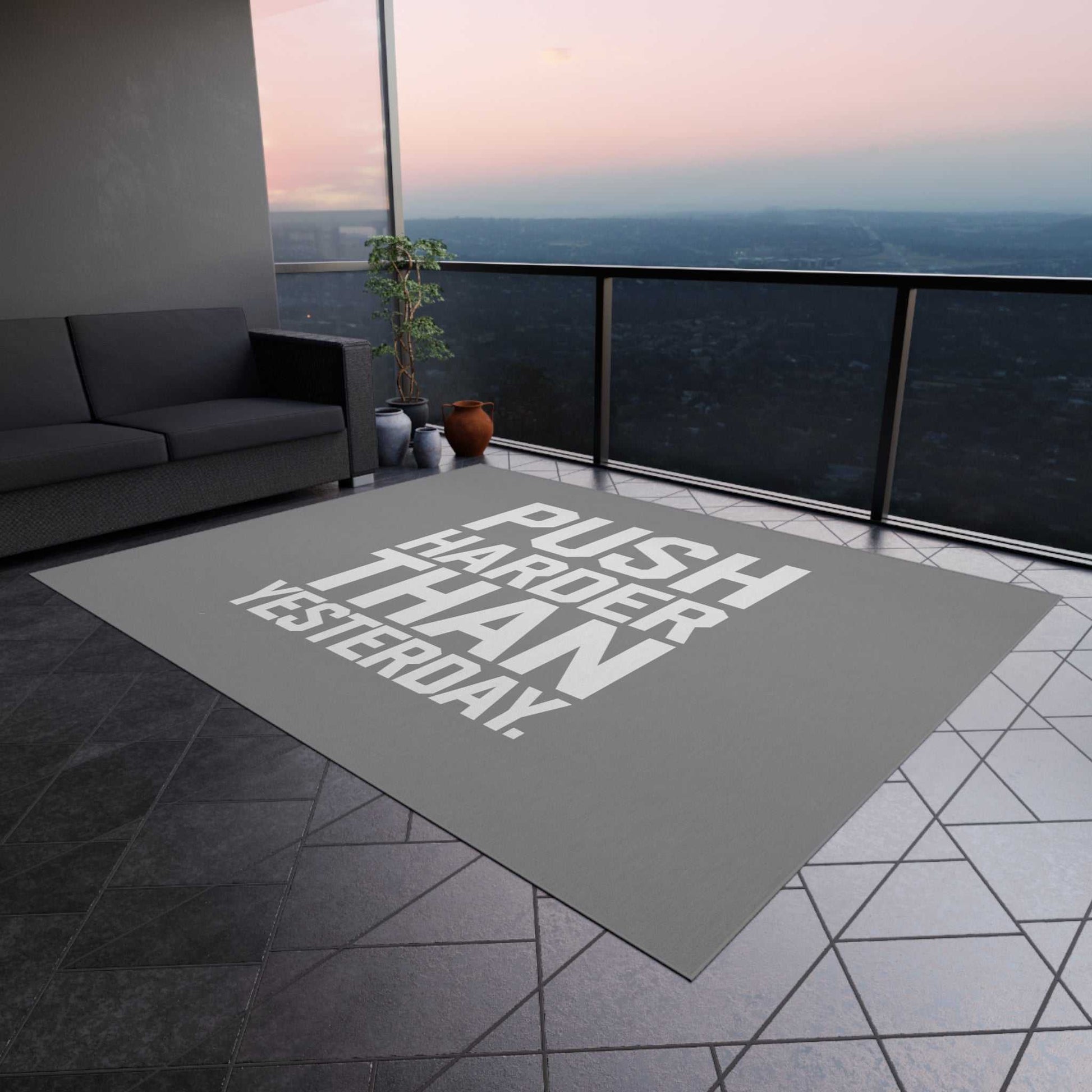 Motivational Outdoor Rug - Push Harder