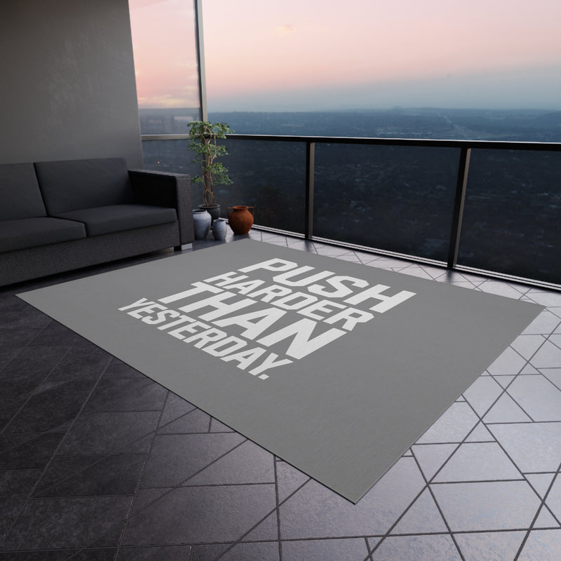 Motivational Outdoor Rug - Push Harder Than Yesterday