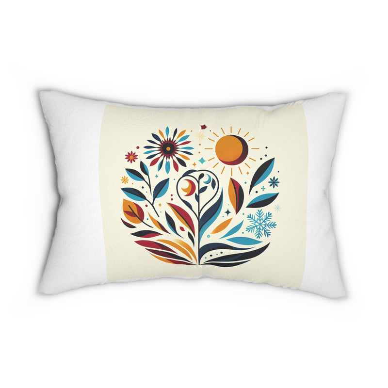 Whimsical Floral Spun Polyester Lumbar Pillow - Cozy Home Decor