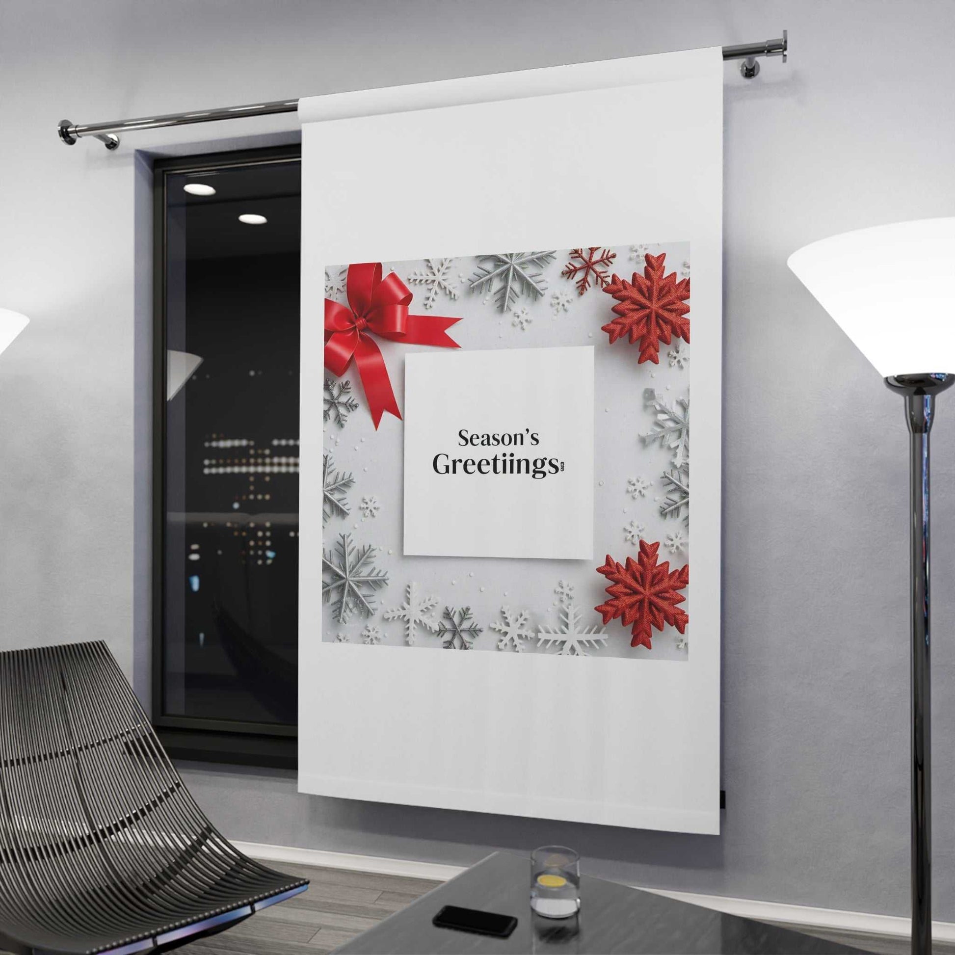 festive holiday window curtain - 'season'