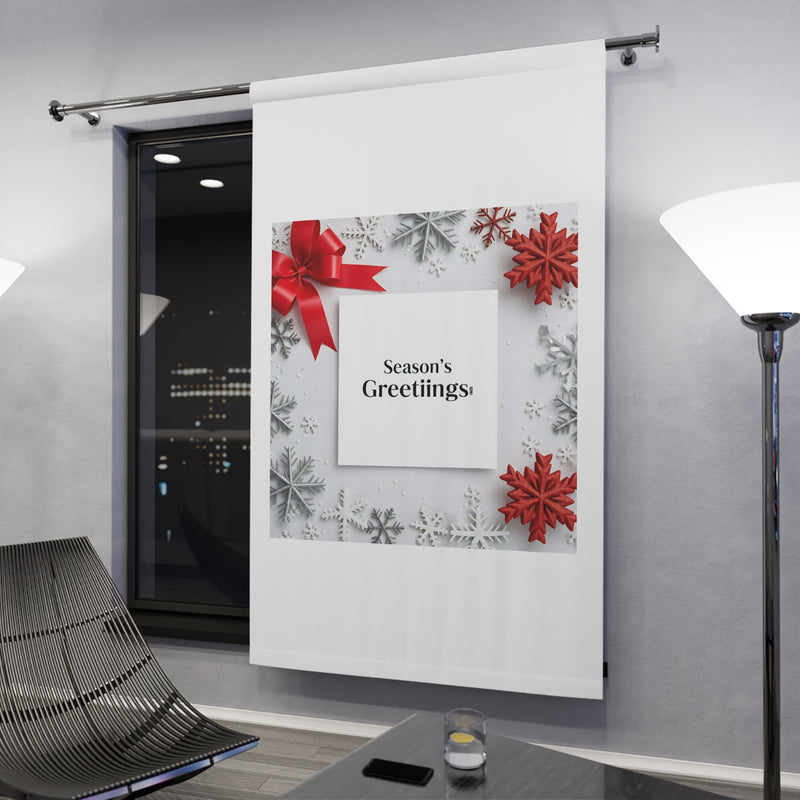 Festive Holiday Window Curtain - 'Season's Greetings' Decor