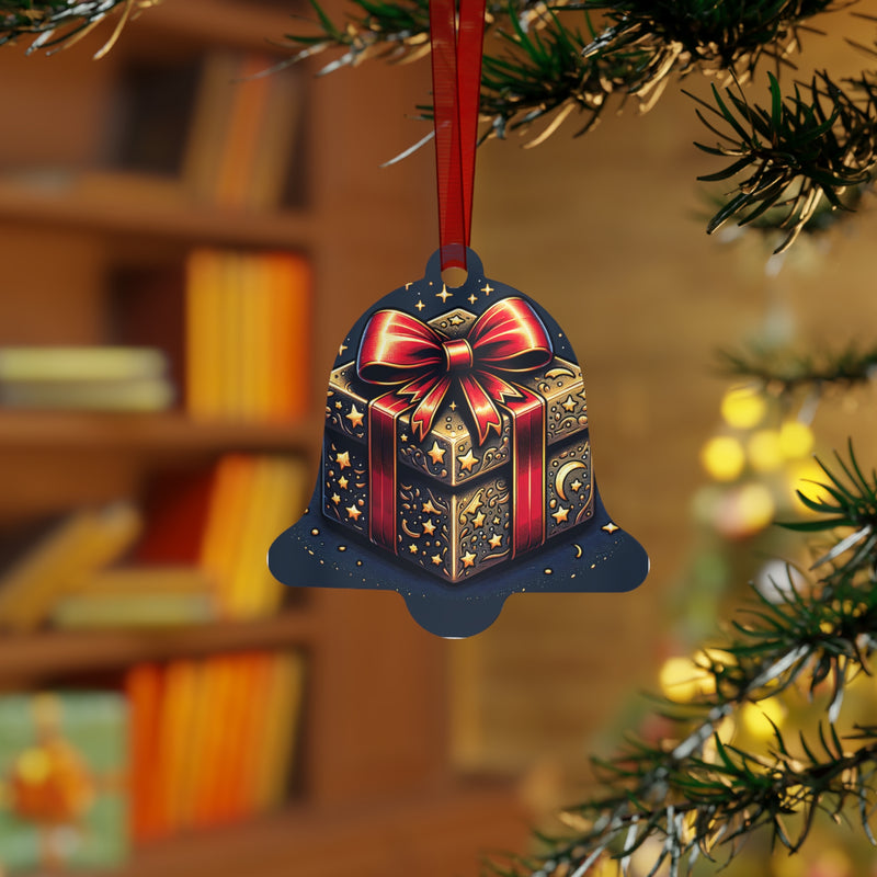 Festive Bell Metal Ornaments - Gift Box Design for Holiday Decor