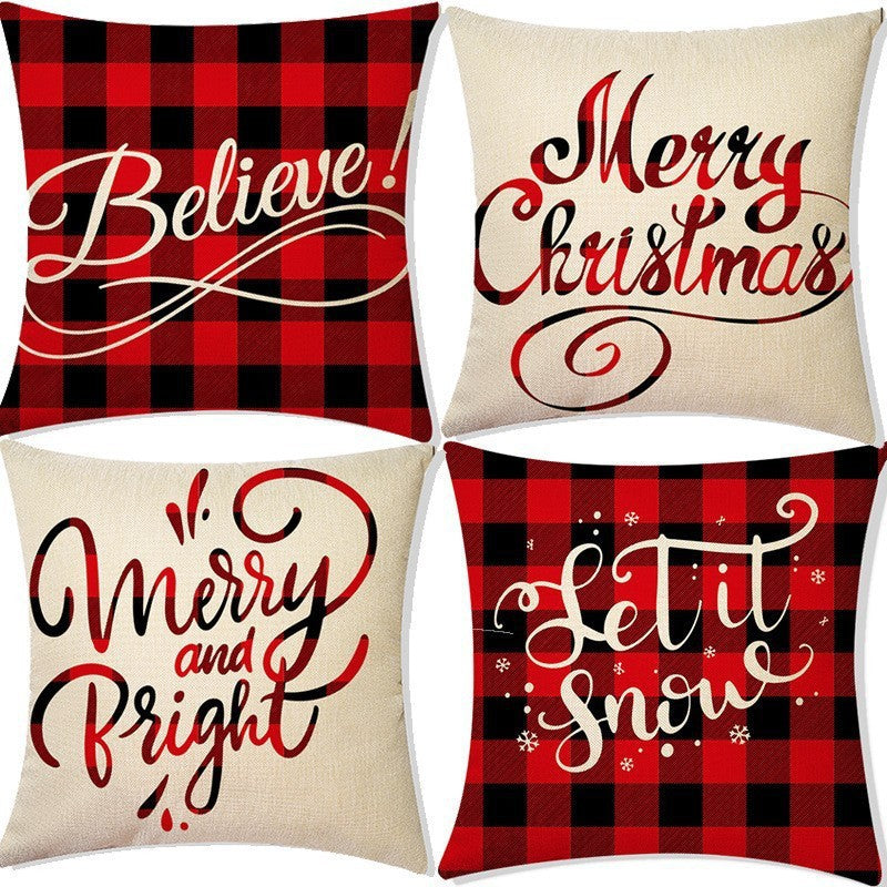 Christmas Linen Pillow Cover Home Decoration