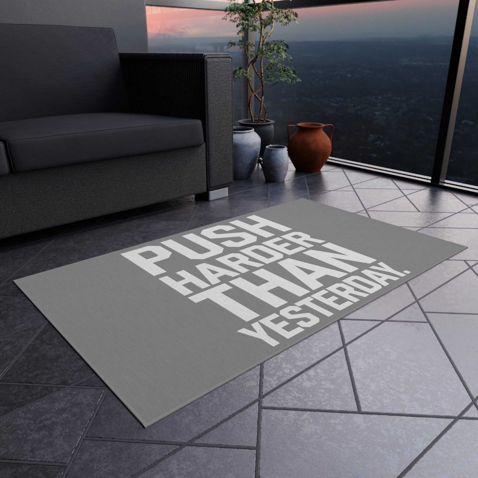 Motivational Outdoor Rug - Push Harder