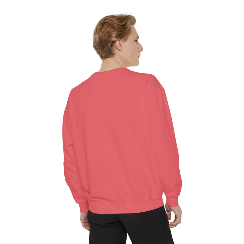 Unisex Garment-Dyed Sweatshirt with Bold Print - Perfect for Casual Wear and Workouts