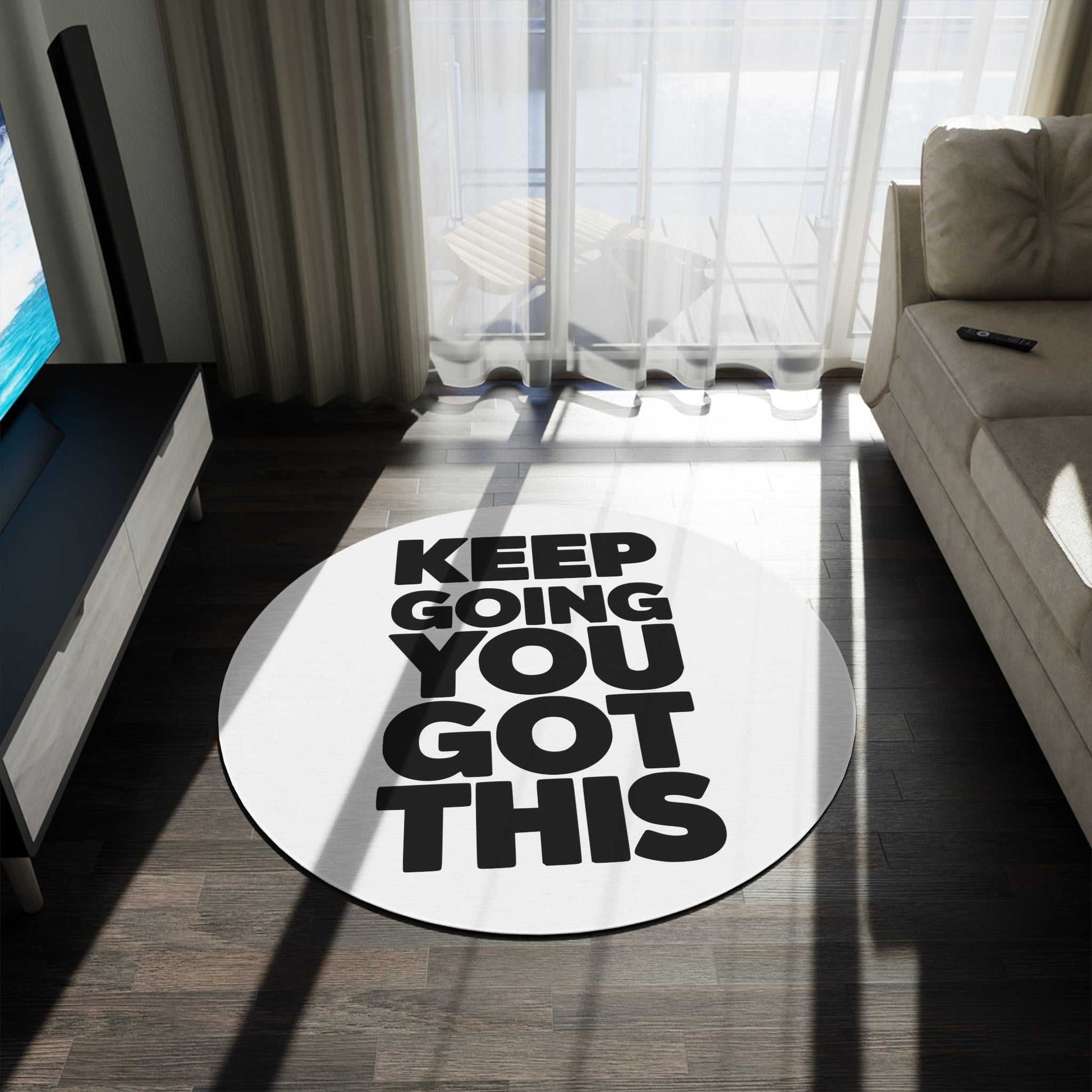 Motivational Round Rug - "