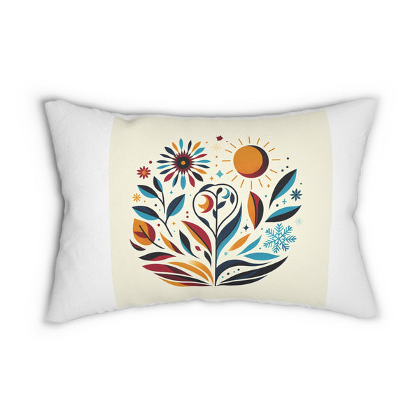 Whimsical Floral Spun Polyester Lumbar Pillow - Cozy Home Decor