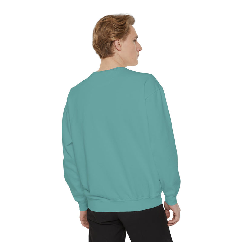 Unisex Garment-Dyed Sweatshirt with Bold Print - Perfect for Casual Wear and Workouts