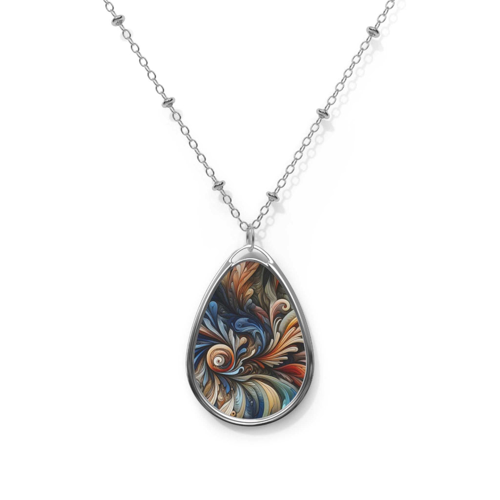 Bohemian Oval Necklace With Colourful Swirl Design-Perfect For Gifts .