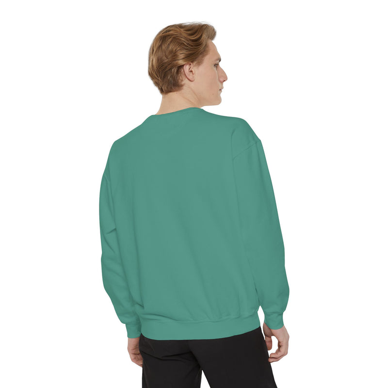 Unisex Garment-Dyed Sweatshirt with Bold Print - Perfect for Casual Wear and Workouts