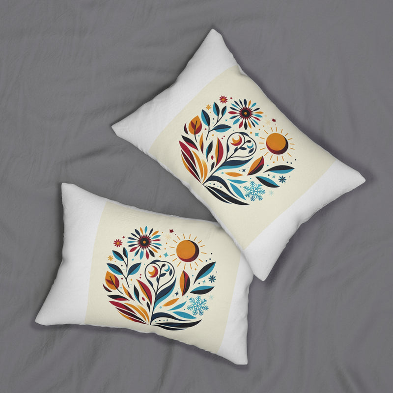 Whimsical Floral Spun Polyester Lumbar Pillow - Cozy Home Decor