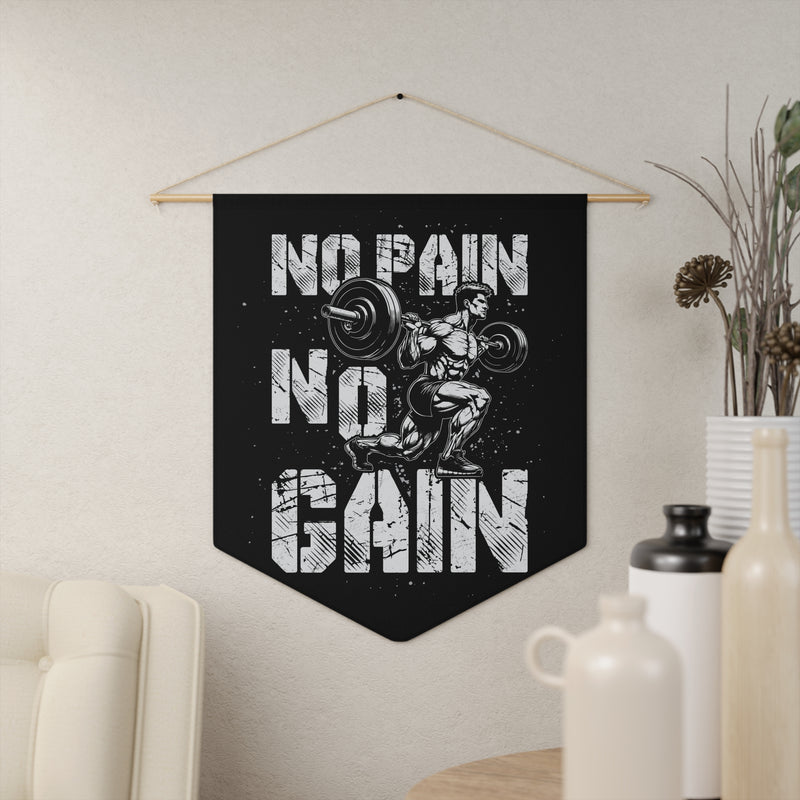 Fitness Pennant Banner - "No Pain No Gain" Motivational Wall Decor for Gym Enthusiasts