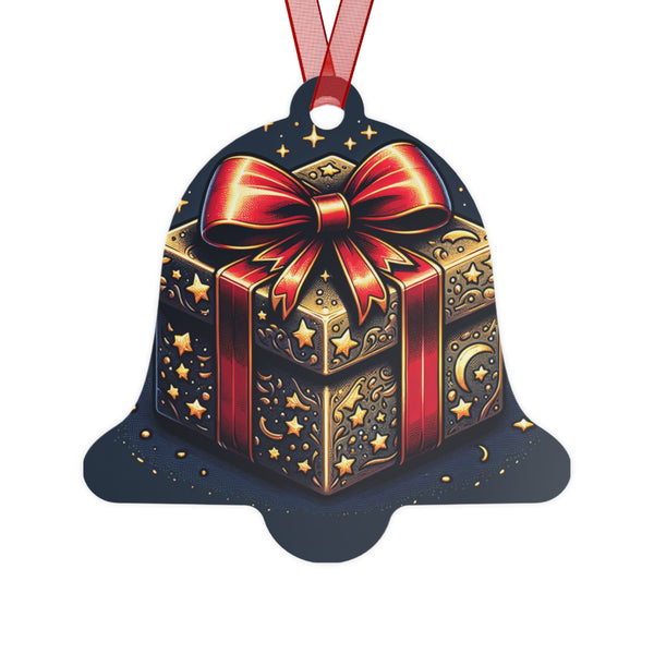 Festive Bell Metal Ornaments - Gift Box Design for Holiday Decor