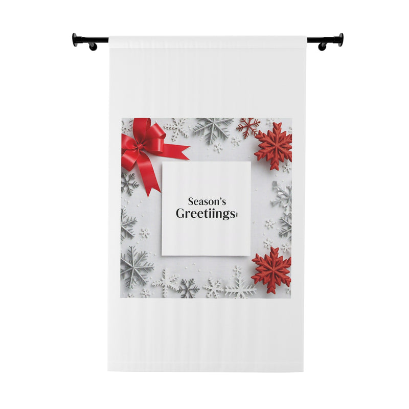 Festive Holiday Window Curtain - 'Season's Greetings' Decor