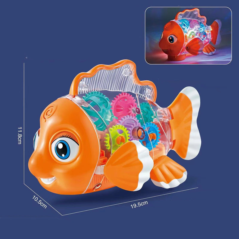 Electric Gear Goldfish Toys Lights Music Universal Walking
