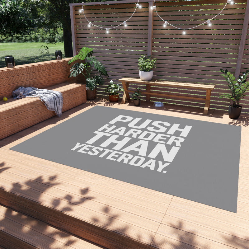 Motivational Outdoor Rug - Push Harder Than Yesterday